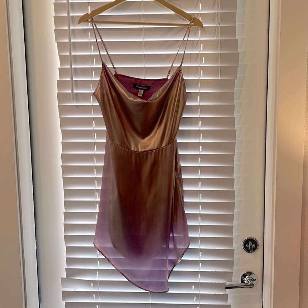 Brand New with tags Urban Outfitters M asymmetrical metallic lilac dress